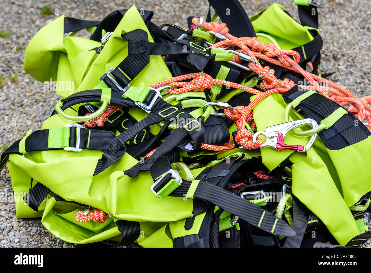 Equipment for a canyoning tour Stock Photo