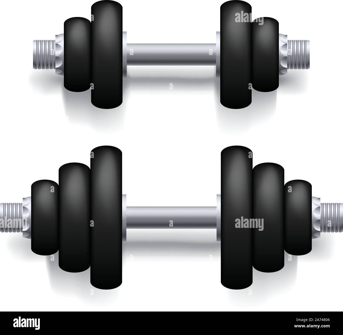 dumbbells on white Stock Vector