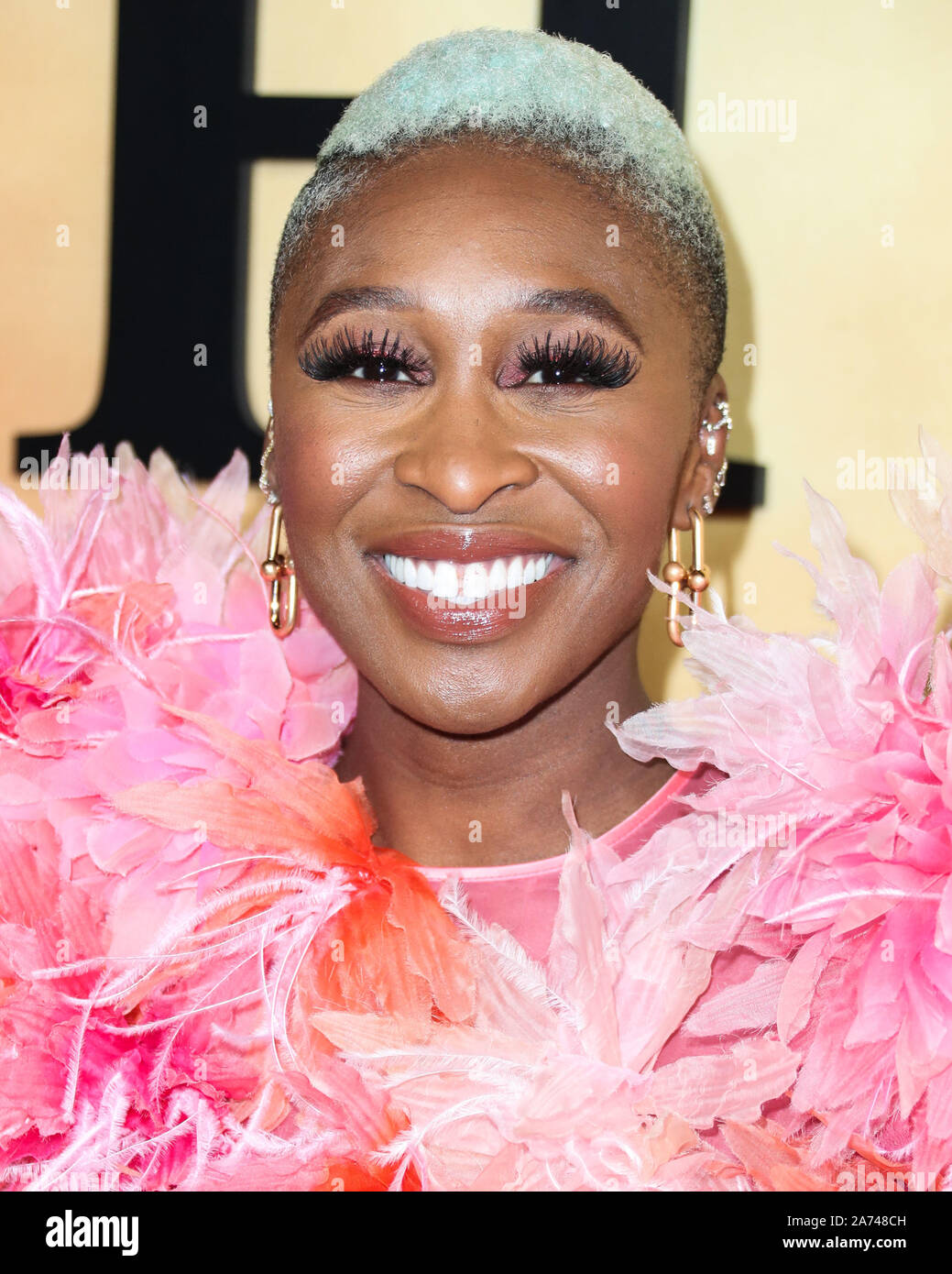 LOS ANGELES, CALIFORNIA, USA - OCTOBER 29: Actress Cynthia Erivo wearing a Marc Jacobs dress arrives at the Los Angeles Premiere Of Focus Features' 'Harriet' held at The Orpheum Theatre on October 29, 2019 in Los Angeles, California, United States. (Photo by Xavier Collin/Image Press Agency) Stock Photo