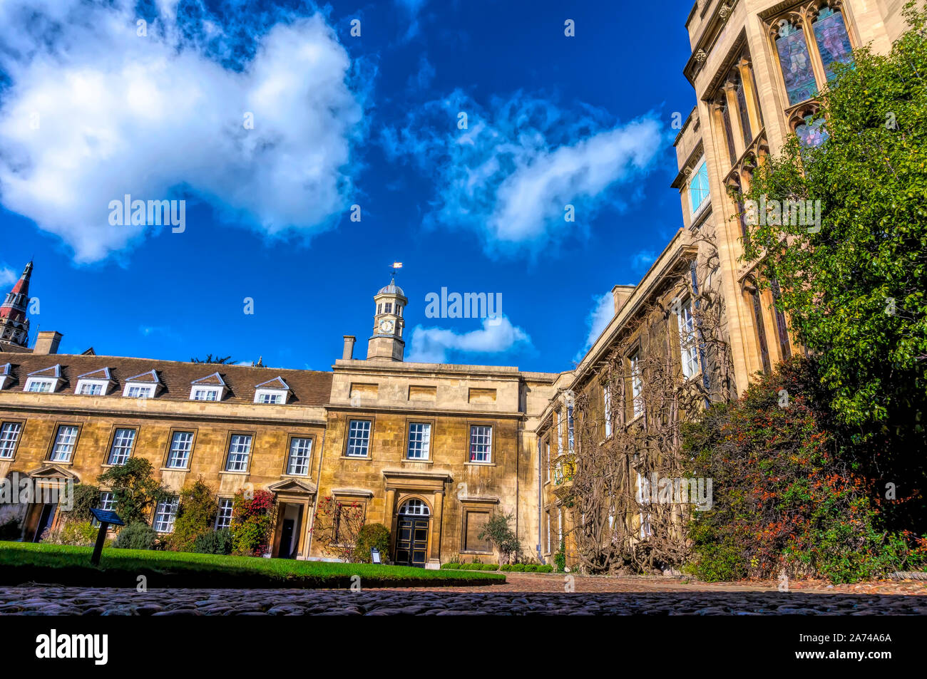 Fabulous Courtyard Of Cambridge University Stock Photo