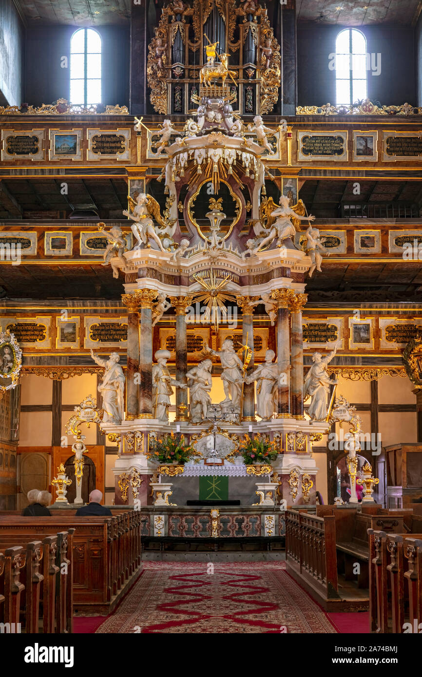 The Evangelical Church of Peace in Swidnica, altar, Lower Silesia, Poland Stock Photo