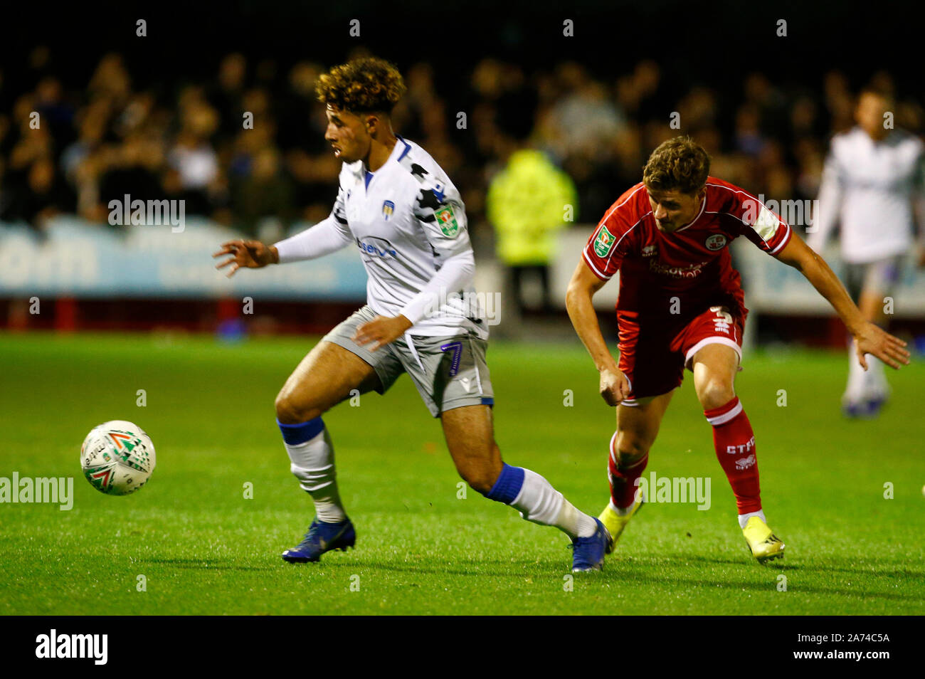 LONDON, UNITED KINGDOM. OCTOBER 29 Courtney Senior of Colchester United during Carabao Cup Fourth Round between Crawley Town and Colchester United at Stock Photo