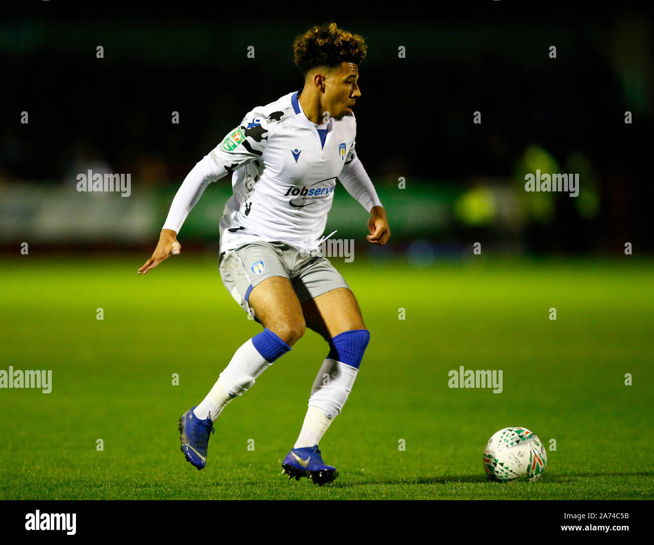 LONDON, UNITED KINGDOM. OCTOBER 29 Courtney Senior of Colchester United during Carabao Cup Fourth Round between Crawley Town and Colchester United at Stock Photo