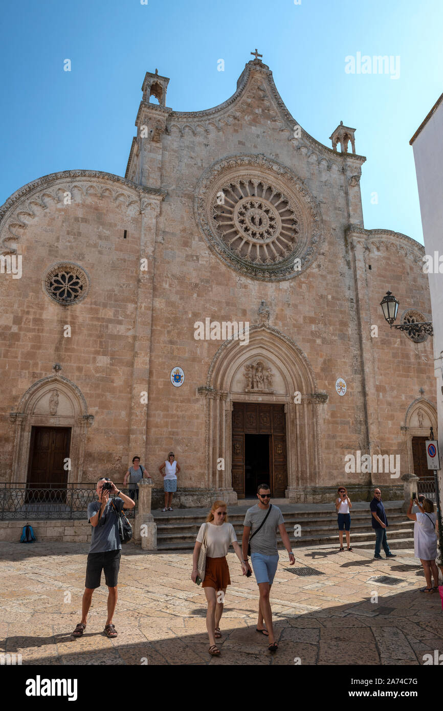 Façade of Cattedrale di Santa Maria Assunta in Ostuni in Apulia (Puglia), Southern Italy Stock Photo