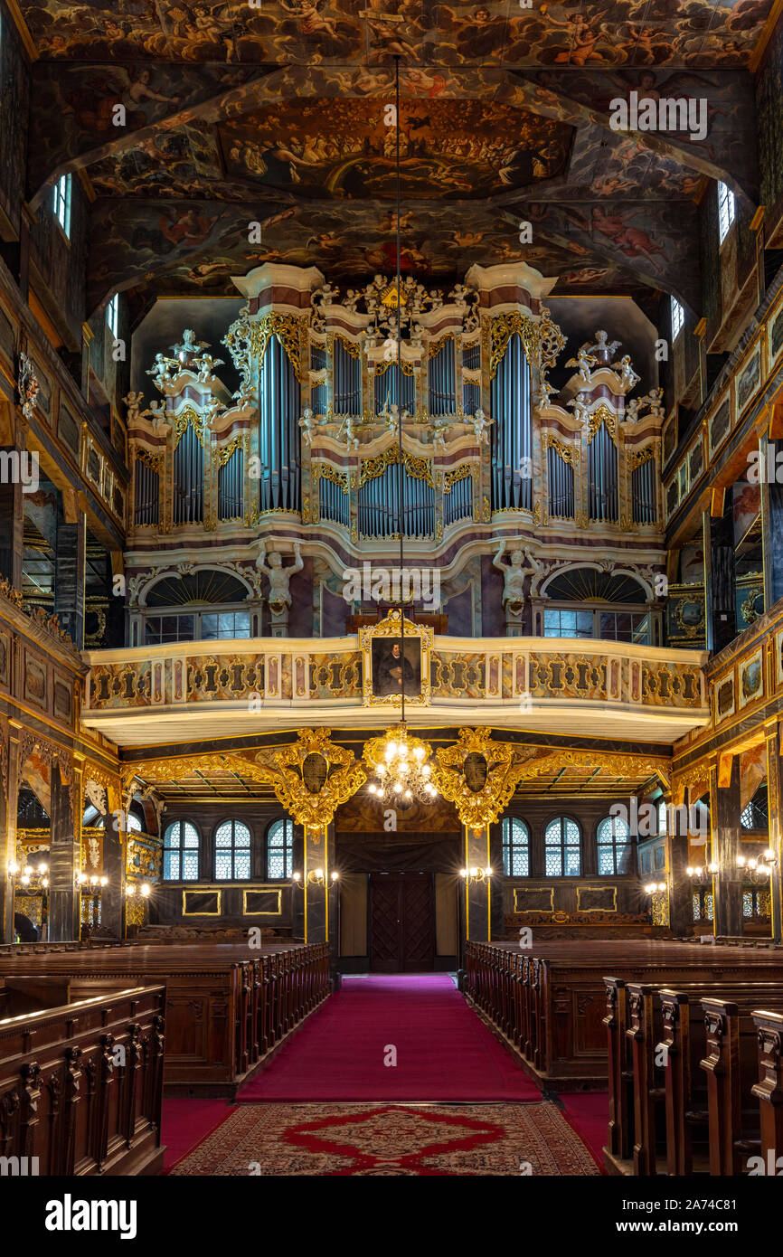 The Evangelical Church of Peace in Swidnica, organs, Lower Silesia, Poland Stock Photo