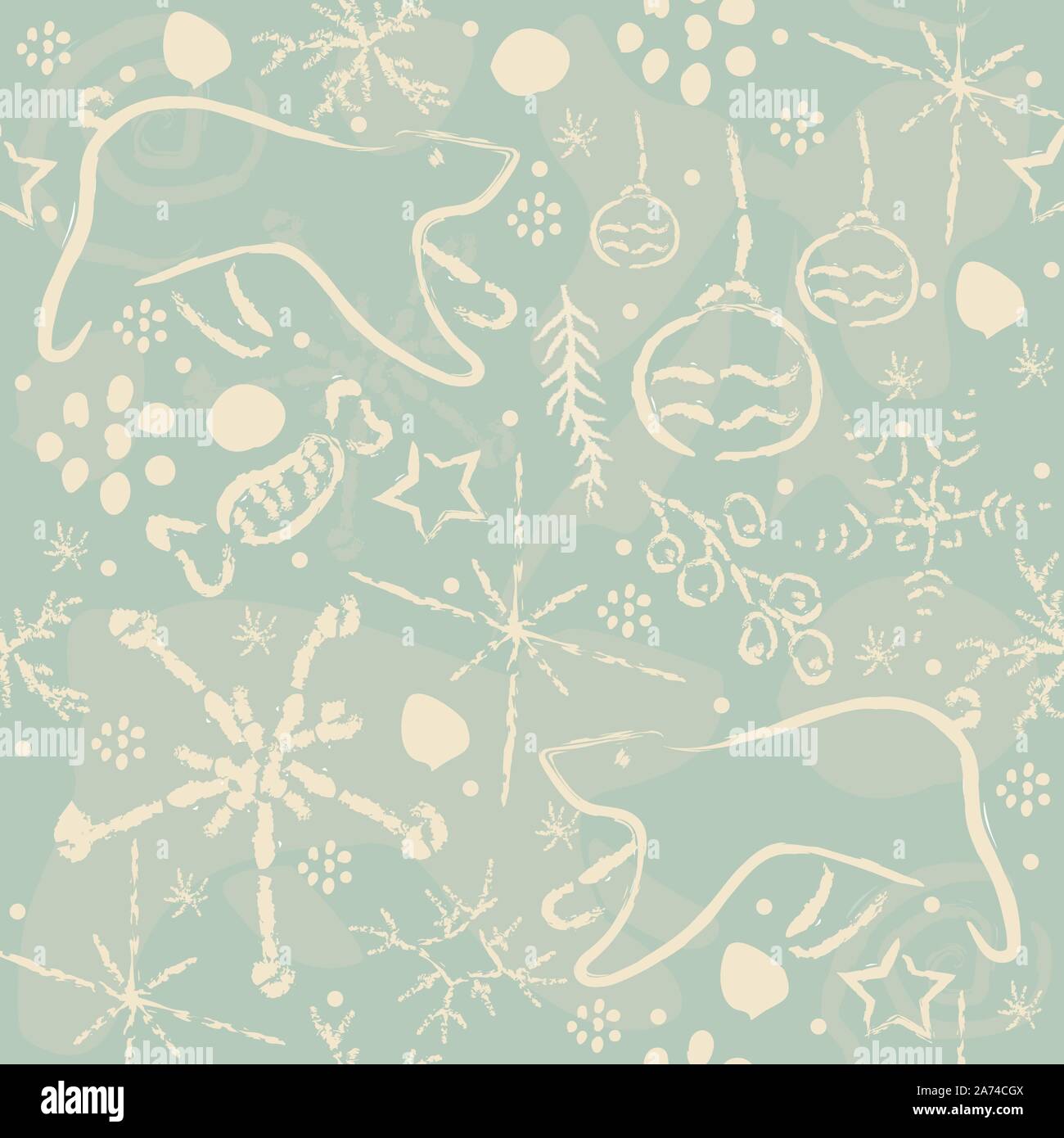 Cute Winter Pattern with bears and ornaments. Vector Illustration. Stock Vector