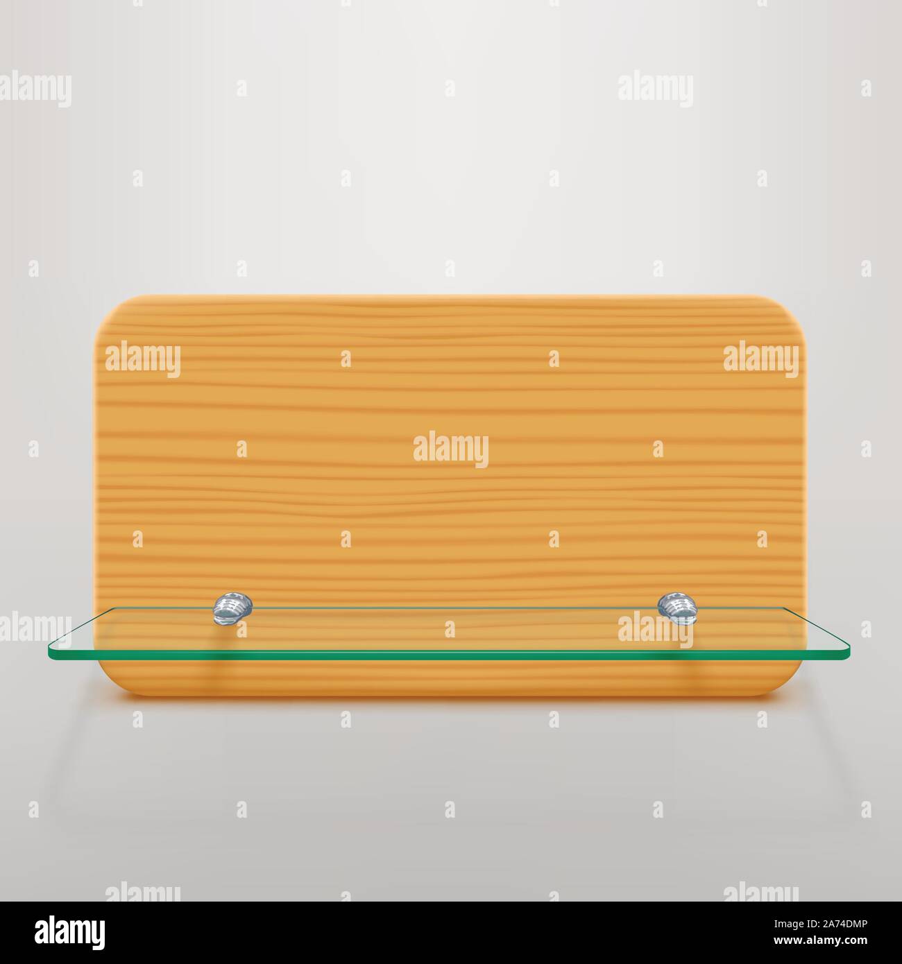 glass shelf and wood Stock Vector