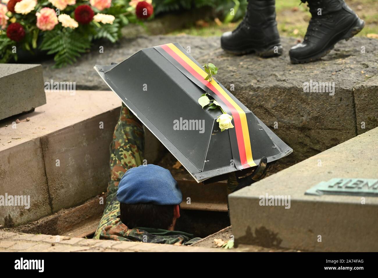 Bundeswehr soldier carry Coffin of dead german soldiers of Worldwar 1