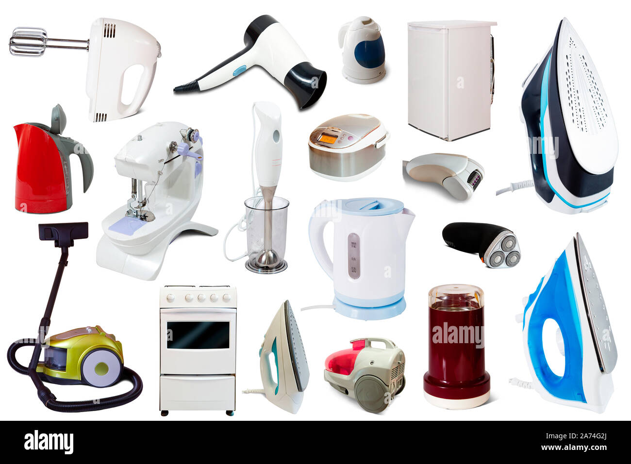 Set of consumer electronics isolated on white background Stock Photo ...