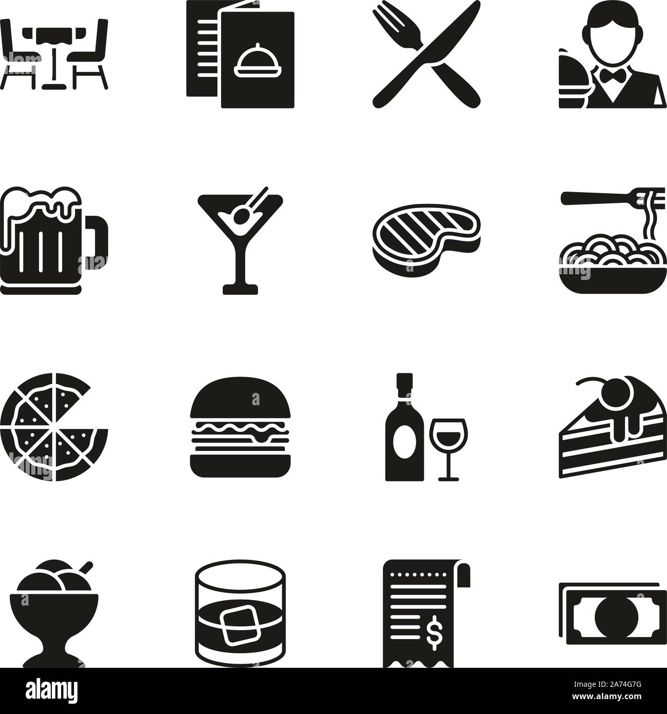 Dinner Icons Black & White Set Stock Vector Image & Art - Alamy