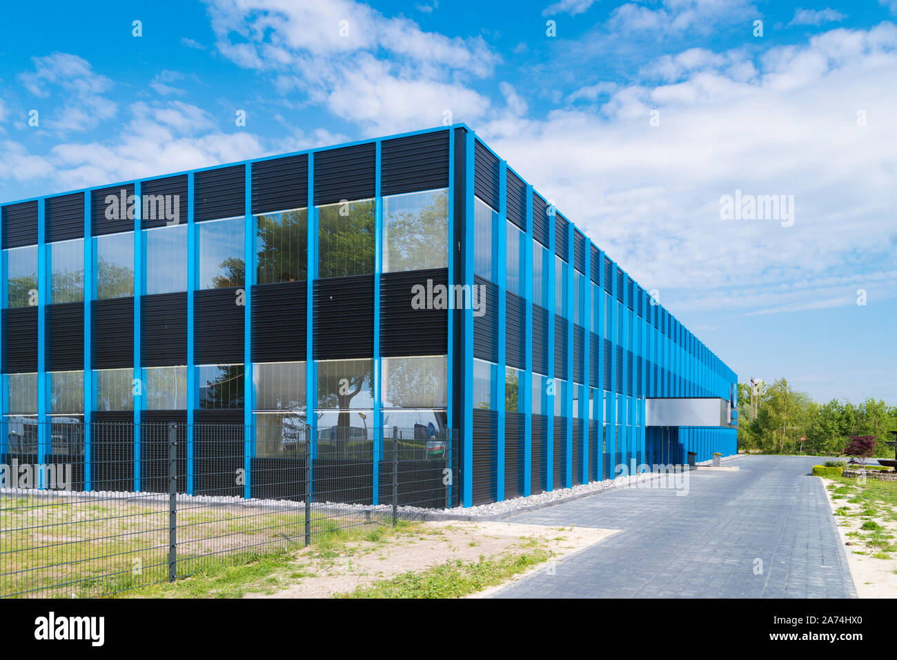 modern blue office building exterior Stock Photo Alamy