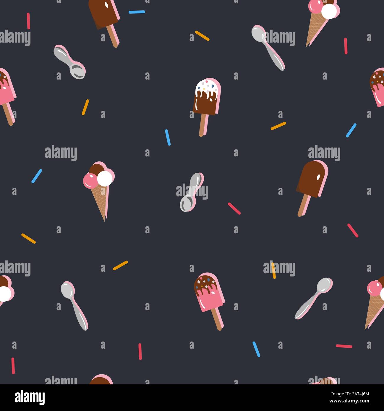 Ice Cream Seamless Pattern. Vector Illustration Stock Vector Image ...