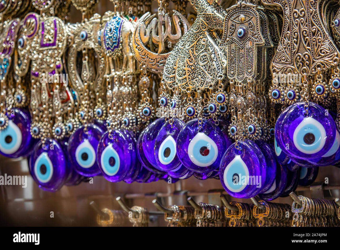 Blue evil eye / (nazar boncugu), Turkish symbols. Protective lucky charms Stock Photo