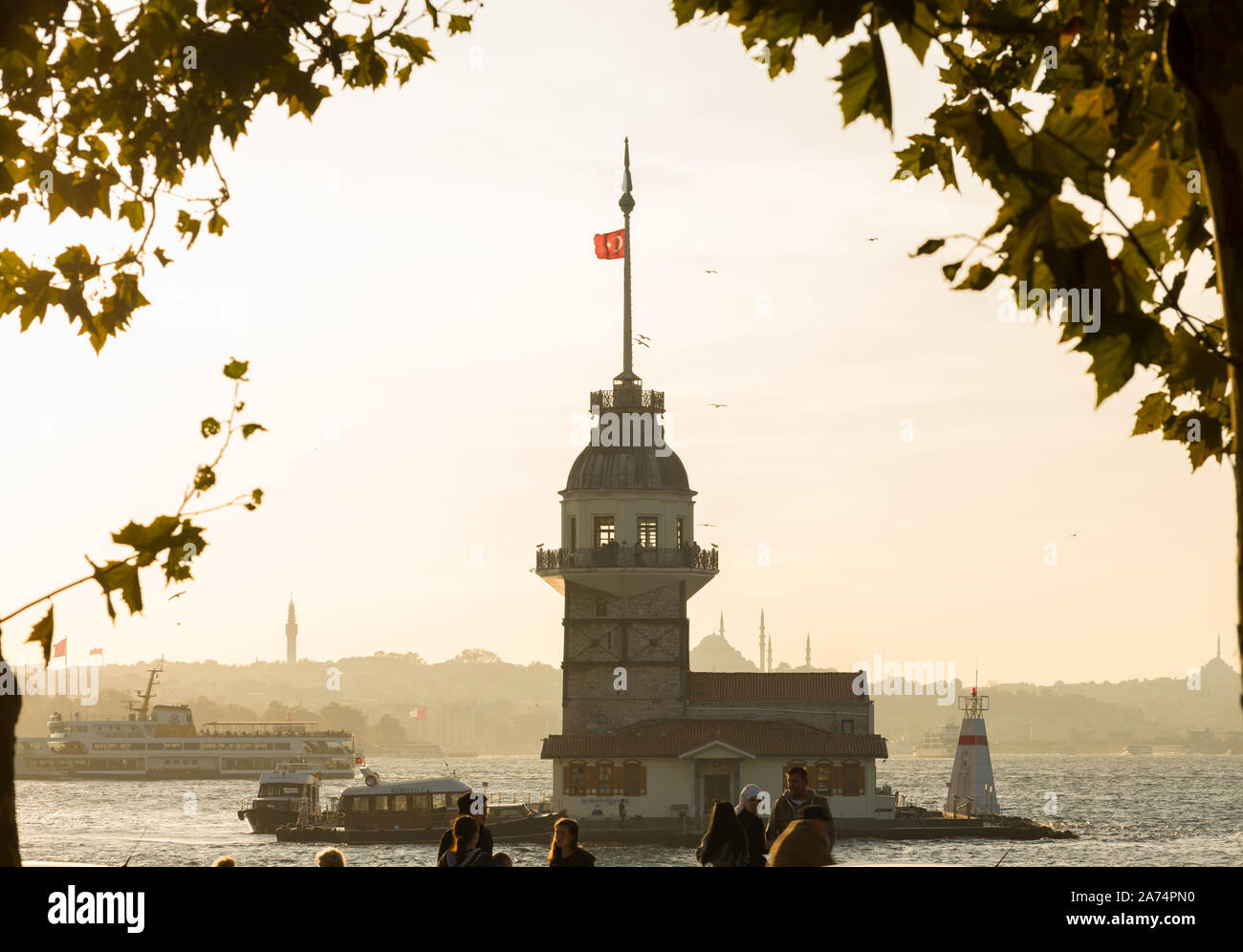 Maiden's Tower (Maiden's Tower) (Turkish; Kiz Kulesi ). Istanbul, Bosphorus, Uskudar. Ancient lighthouse of Ottoman period. It is one of the major tou Stock Photo