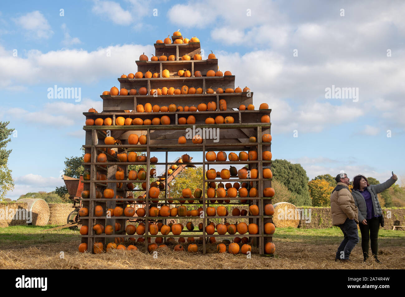 Visitors at the pumpkin house at brookhill farm in thursford hires