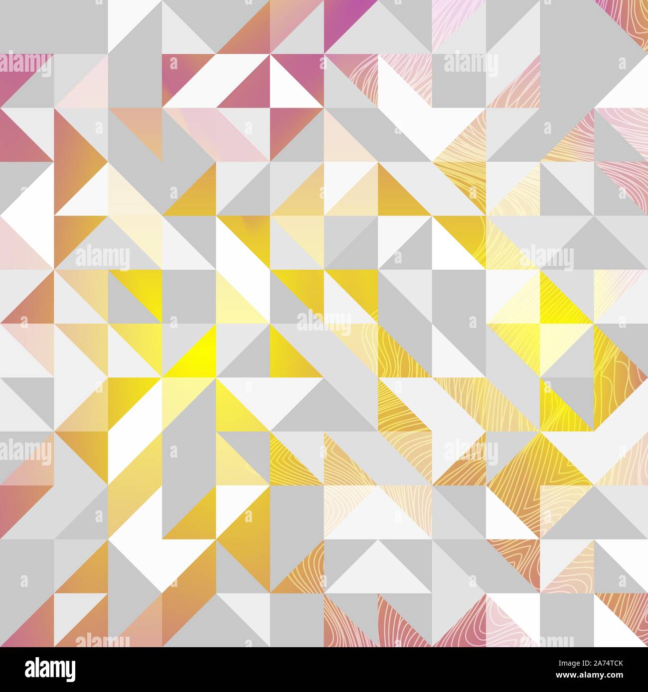 Vector abstract triangle geometric background. White and gray shape with yellow, pink, purple clearance element. Stock Vector