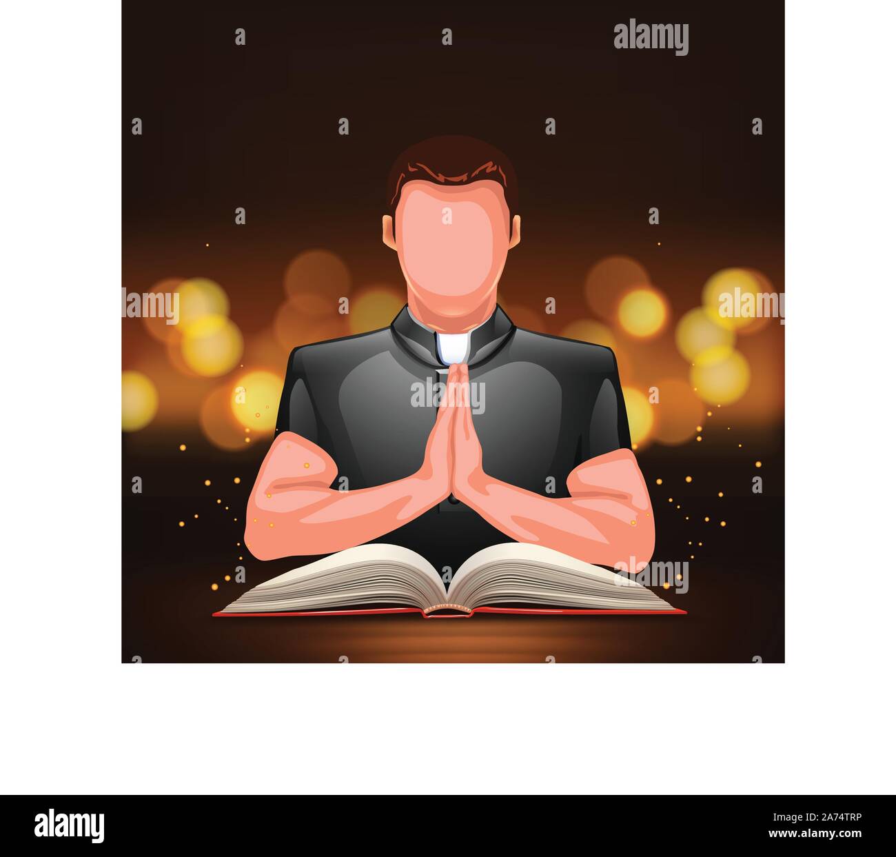 priest praying with book Stock Vector