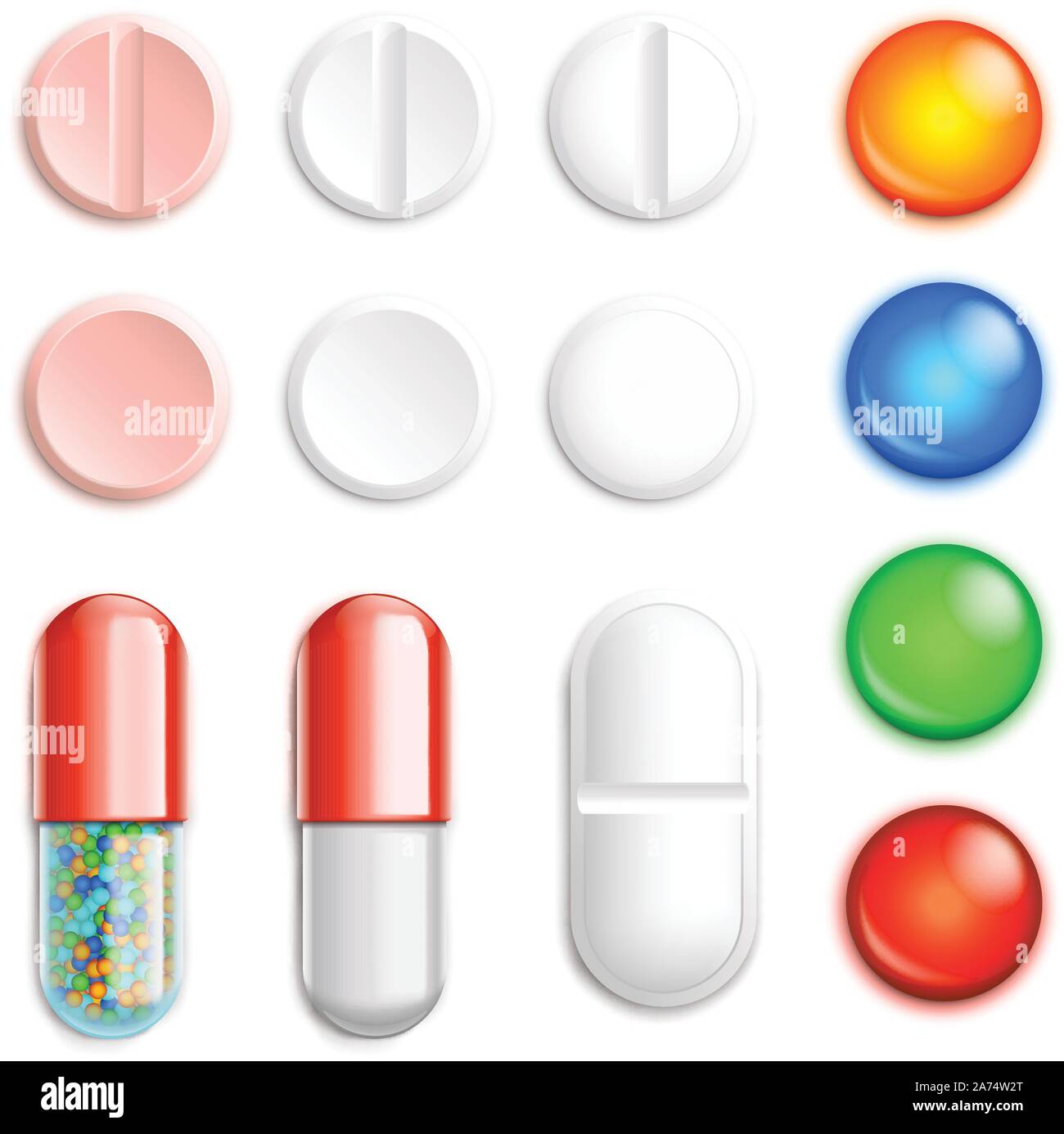 set pills Stock Vector