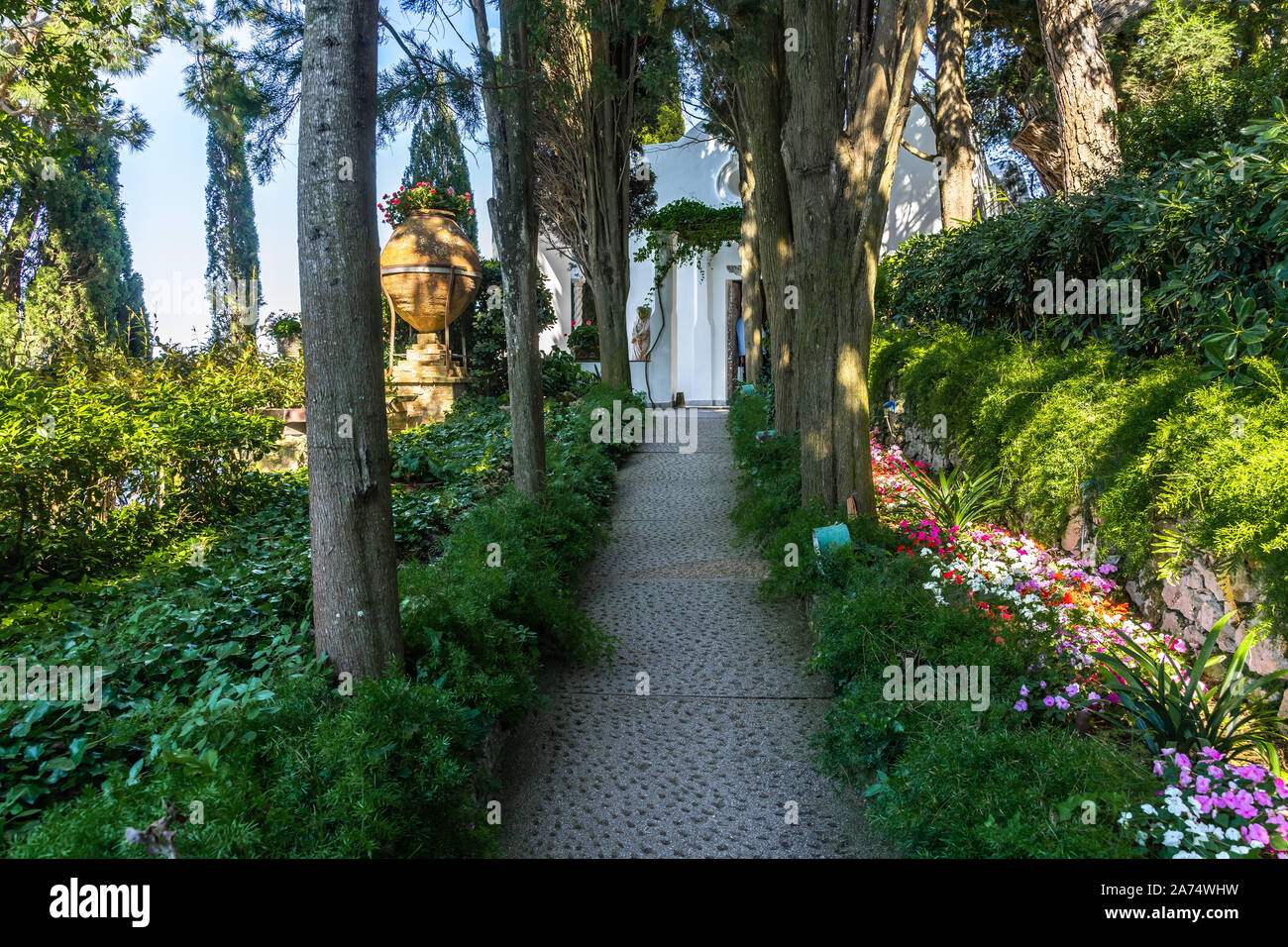 The gardens of Villa San Michele, Capri, Campania, Italy Stock Photo