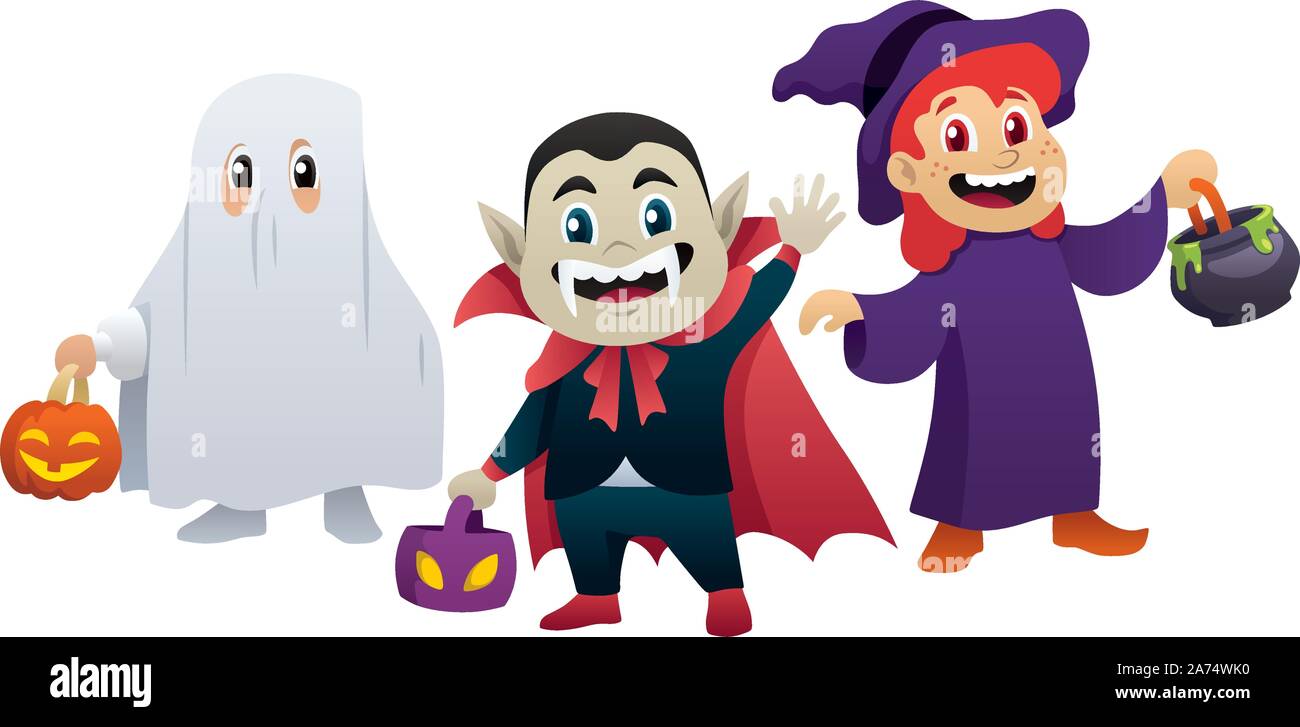 Halloween Kids on White Stock Vector