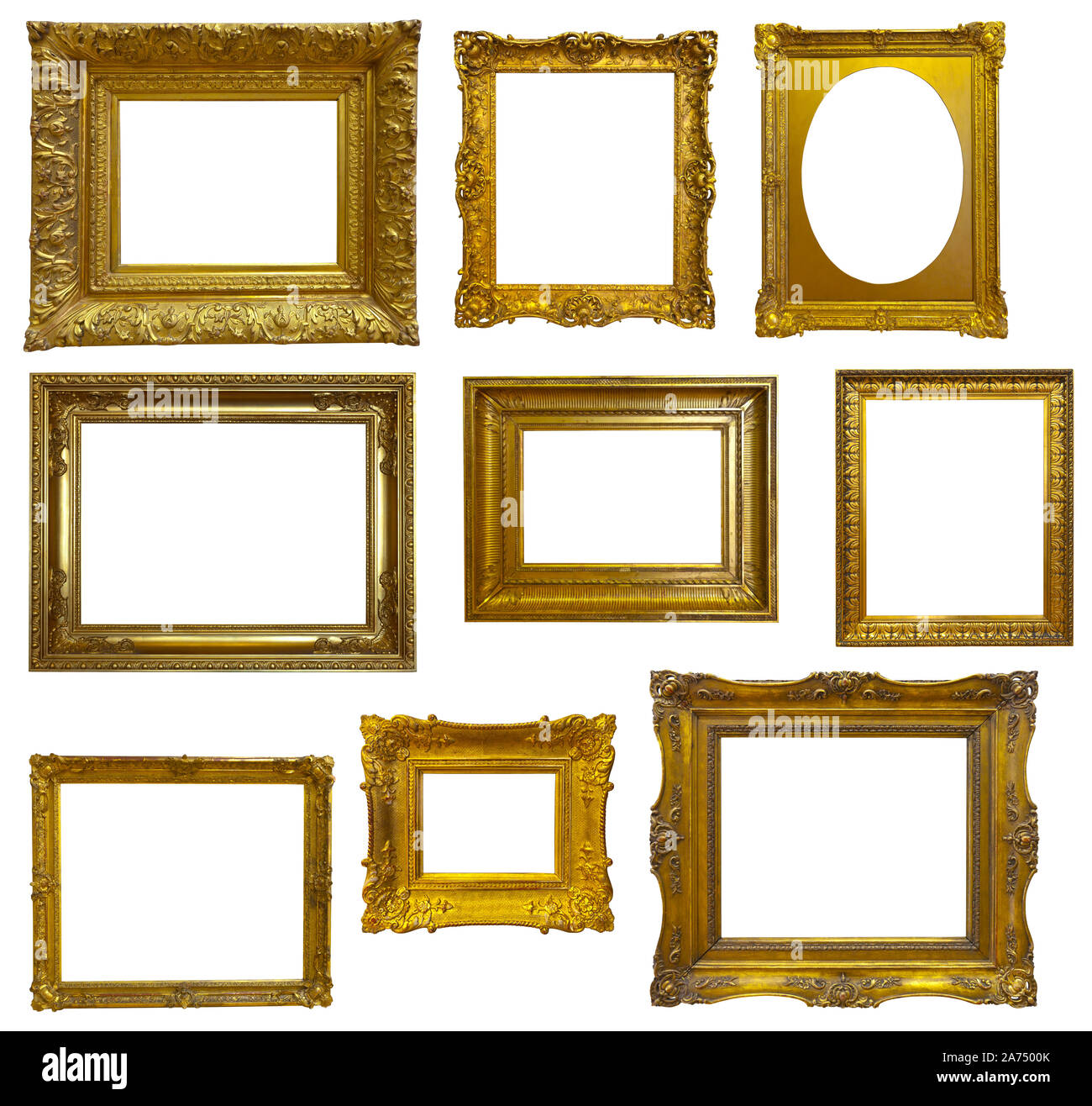Set of luxury gilded frame. Isolated over white background, may be used ...