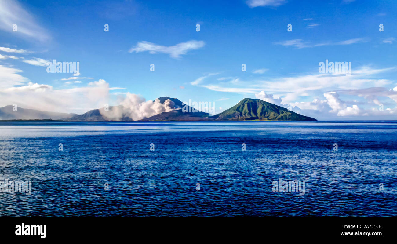 Eruption of Tavurvur volcano, Rabaul, New Britain island, Papua New ...