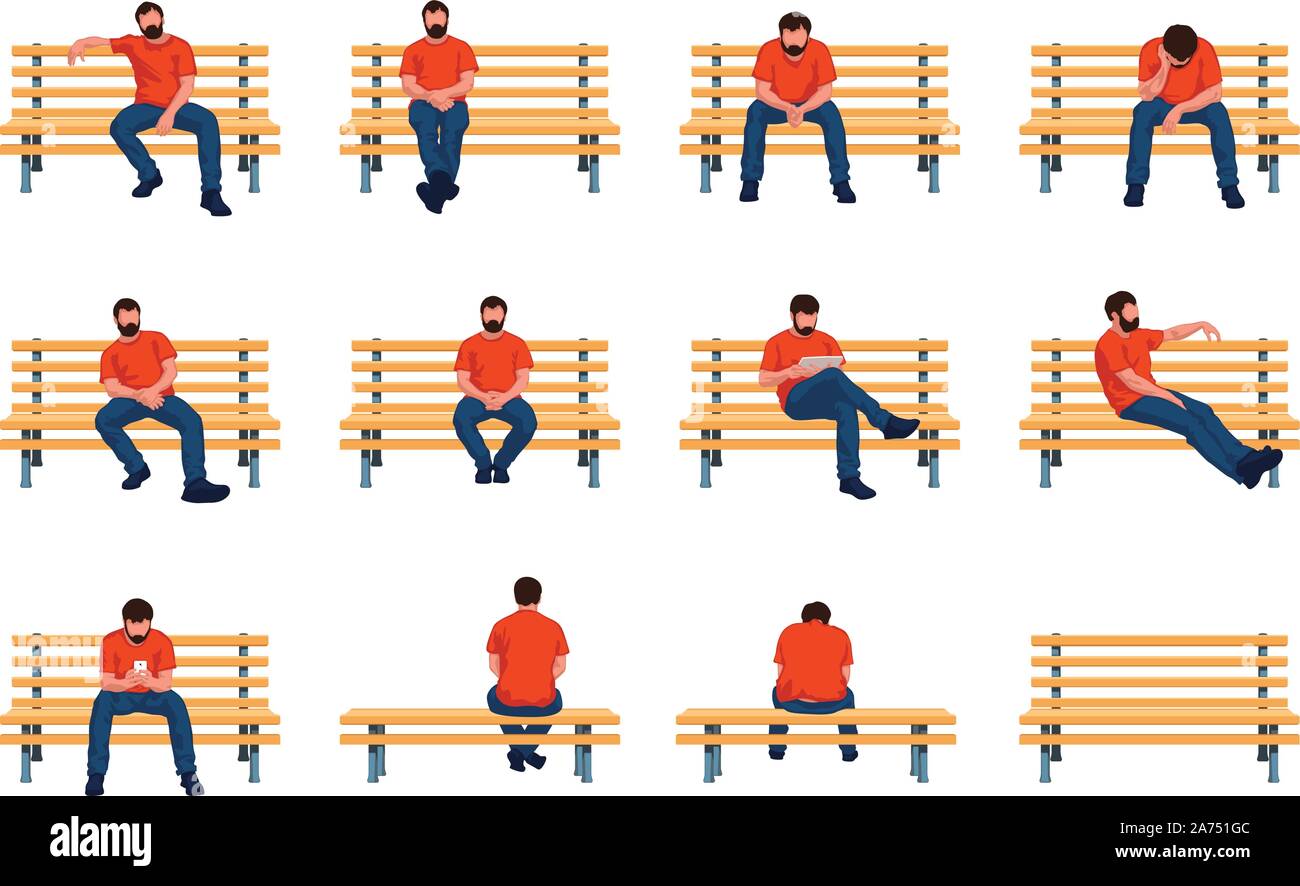 man sit on bench 01 Stock Vector Image & Art Alamy