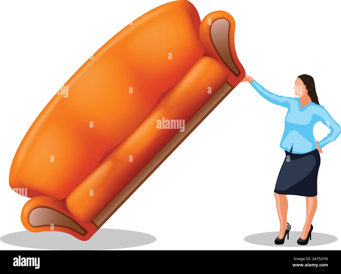 sofa6 with girl Stock Vector