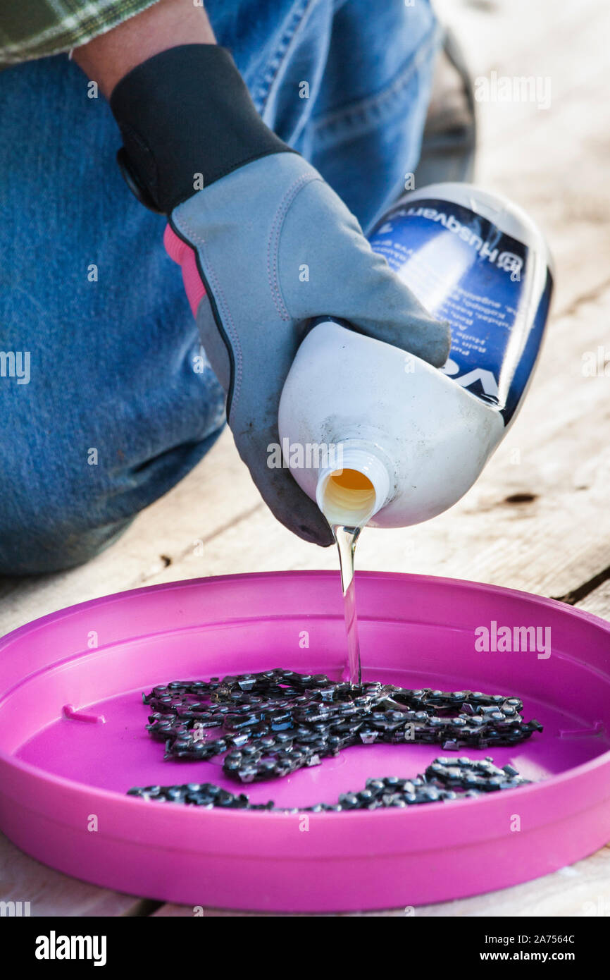 Winter equipment preparation: soak chainsaw chains in the chain 