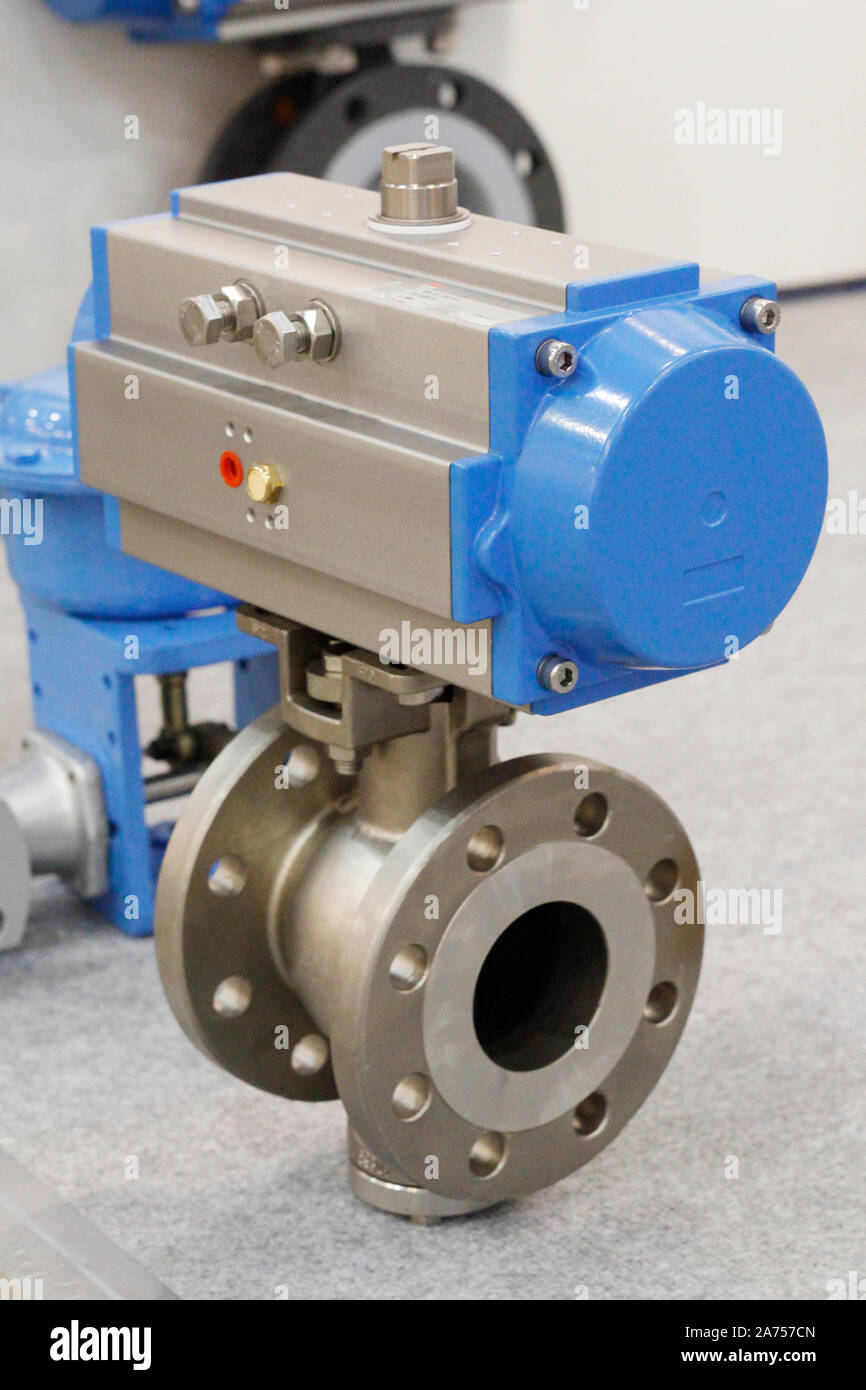 Wide cast steel control valve for industrial applications. Industrial valve. Elements of the