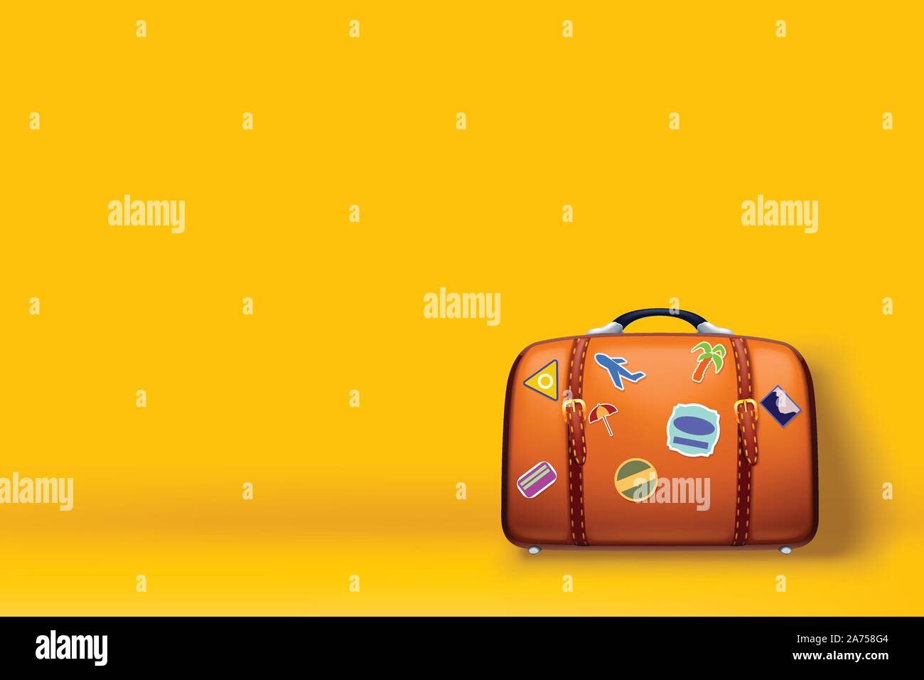 travel case on yellow Stock Vector