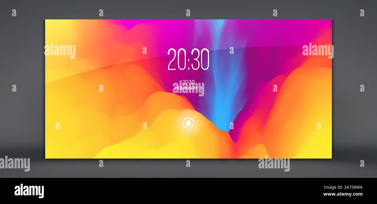 Modern lock screen for mobile apps. Abstract background with trendy gradients. Can be used for advertising, marketing, presentation. Vector illustrati Stock Vector