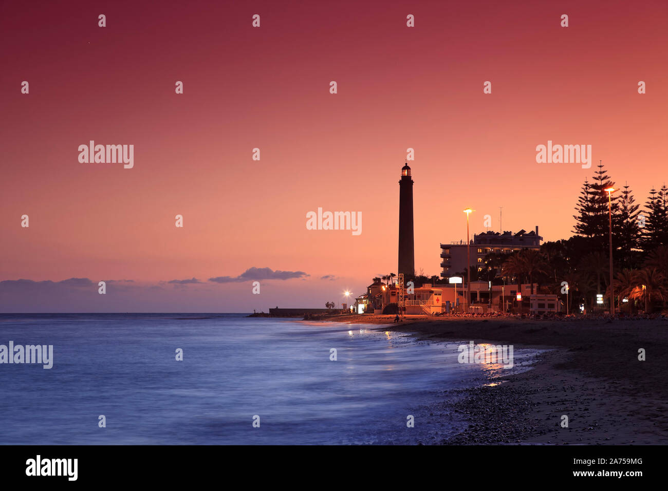 Canary Islands, Gran Canaria, Maspalomas, Faro de Maspalomas (Maspalomas Lighthouse) Stock Photo