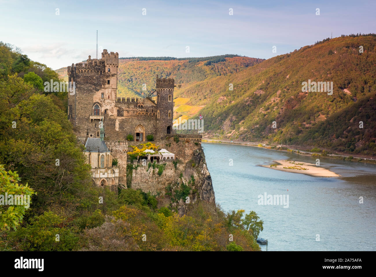 Burg Rheinstein castle, Rhine river, Germany Stock Photo