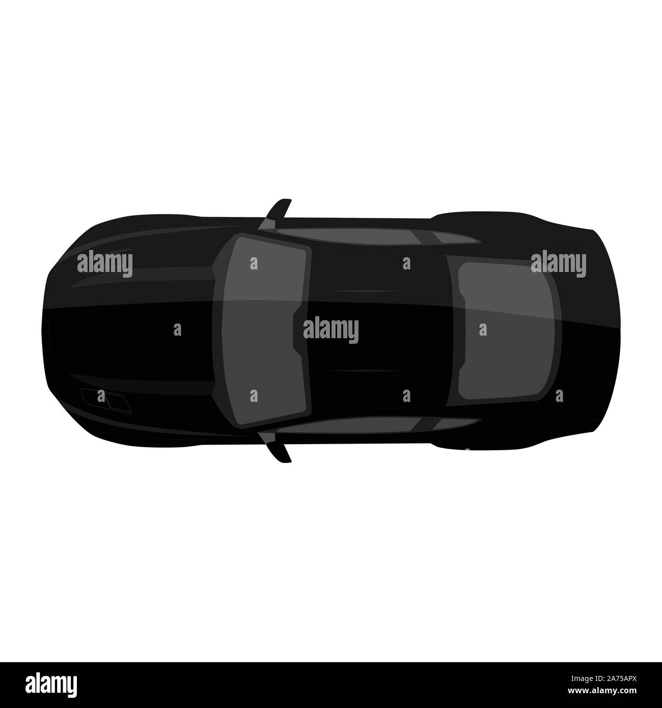 Black sport car top view. Generic car. Sport car isolated on white