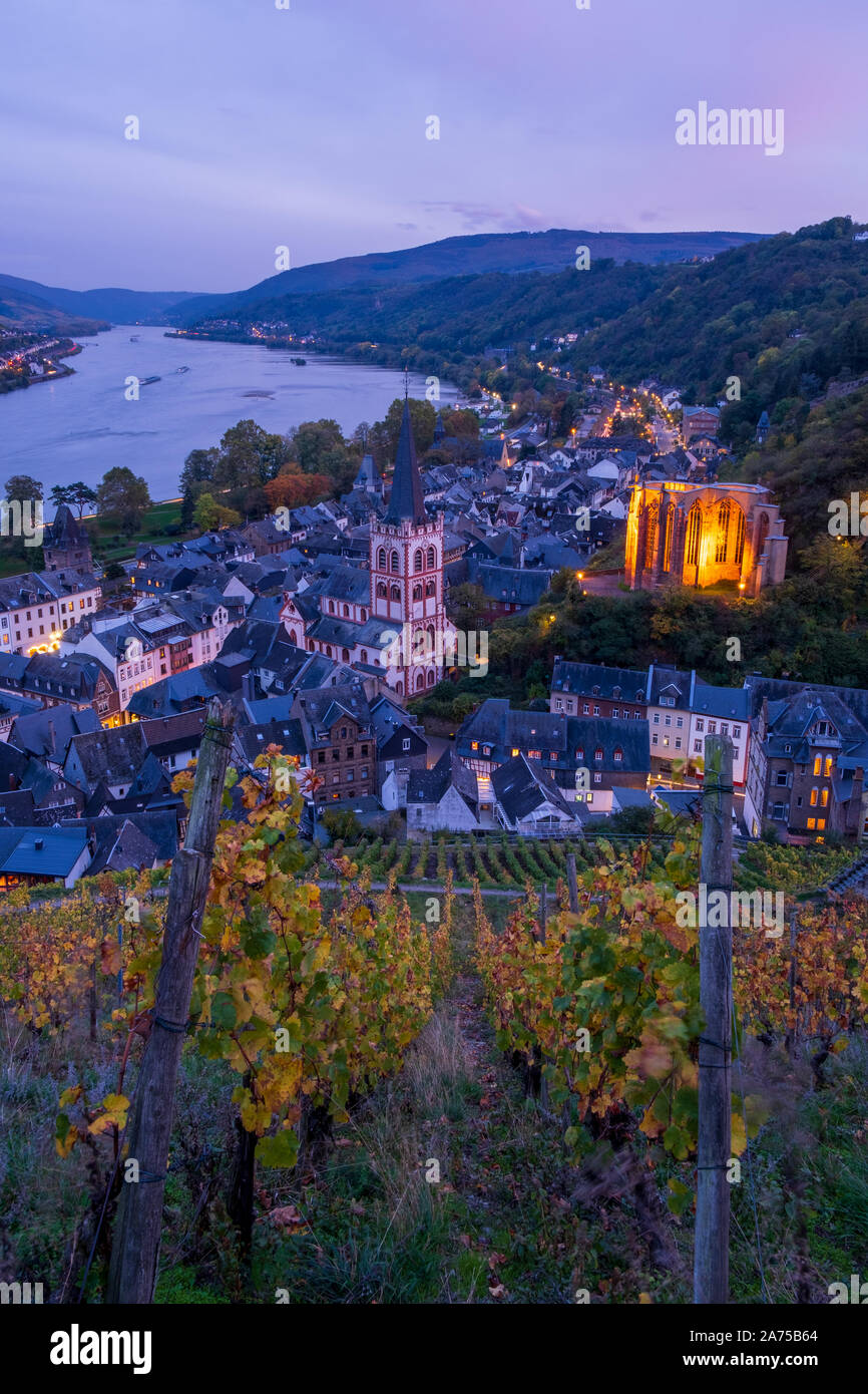 Rhine valley at Bacharach, Germany Stock Photo