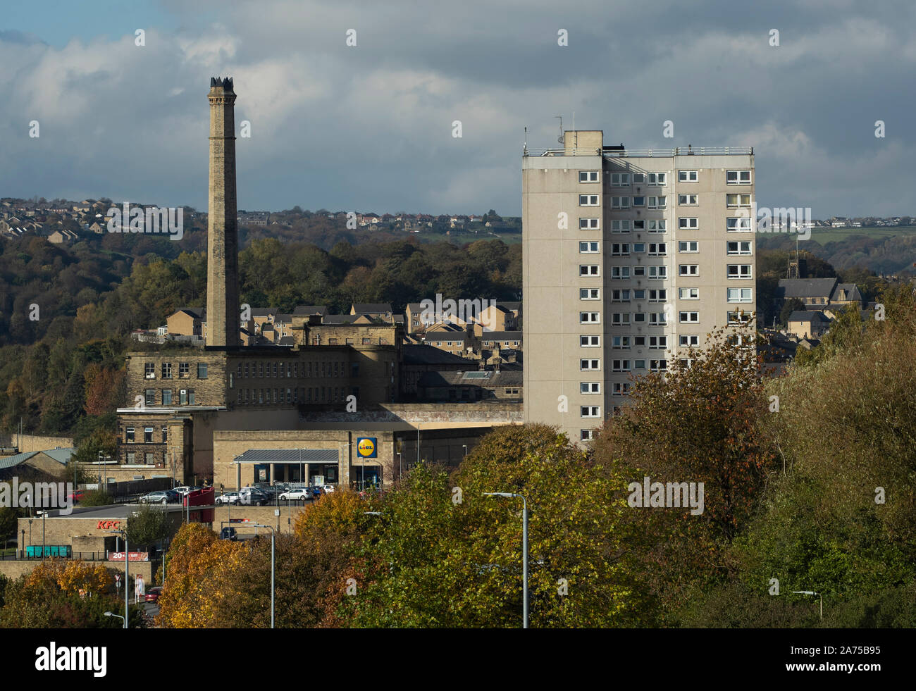 General view of Halifax in Yorkshire, as a think tank says the Conservatives will have to target traditional Labour voters from regional towns in order to win the general election. Stock Photo