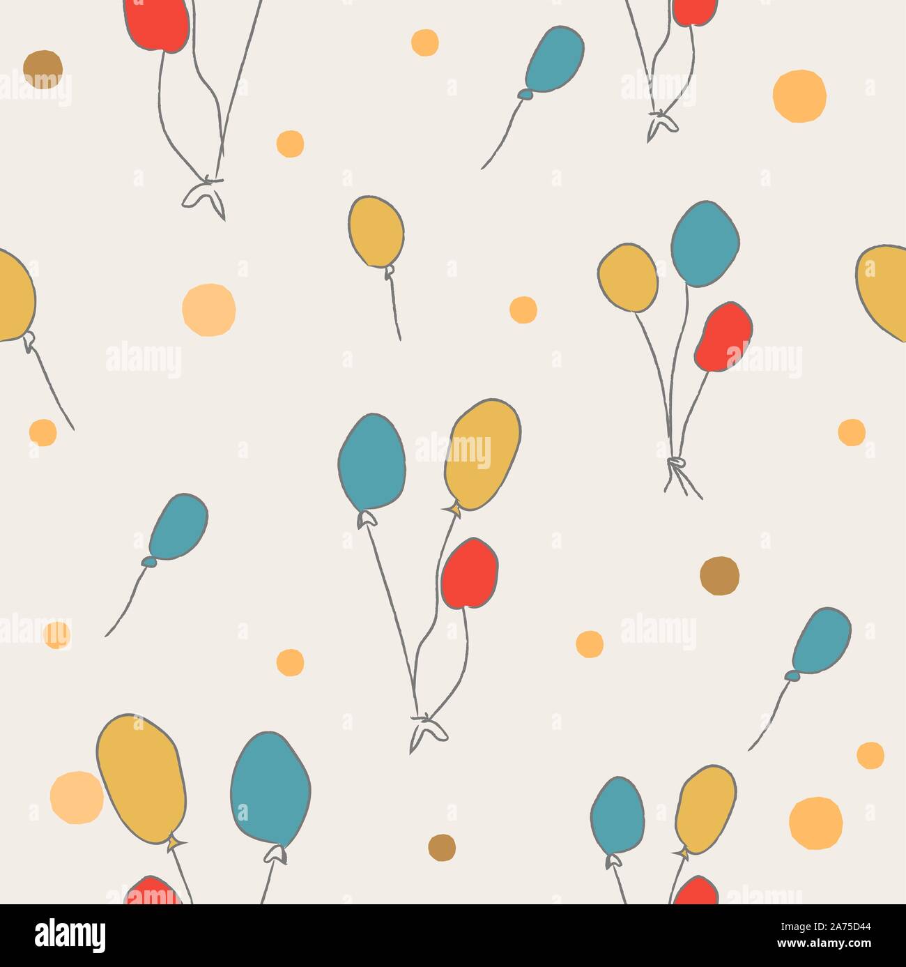 Seamless pattern with floating balloons on white background. Repeating background. Vector Illustration Stock Vector