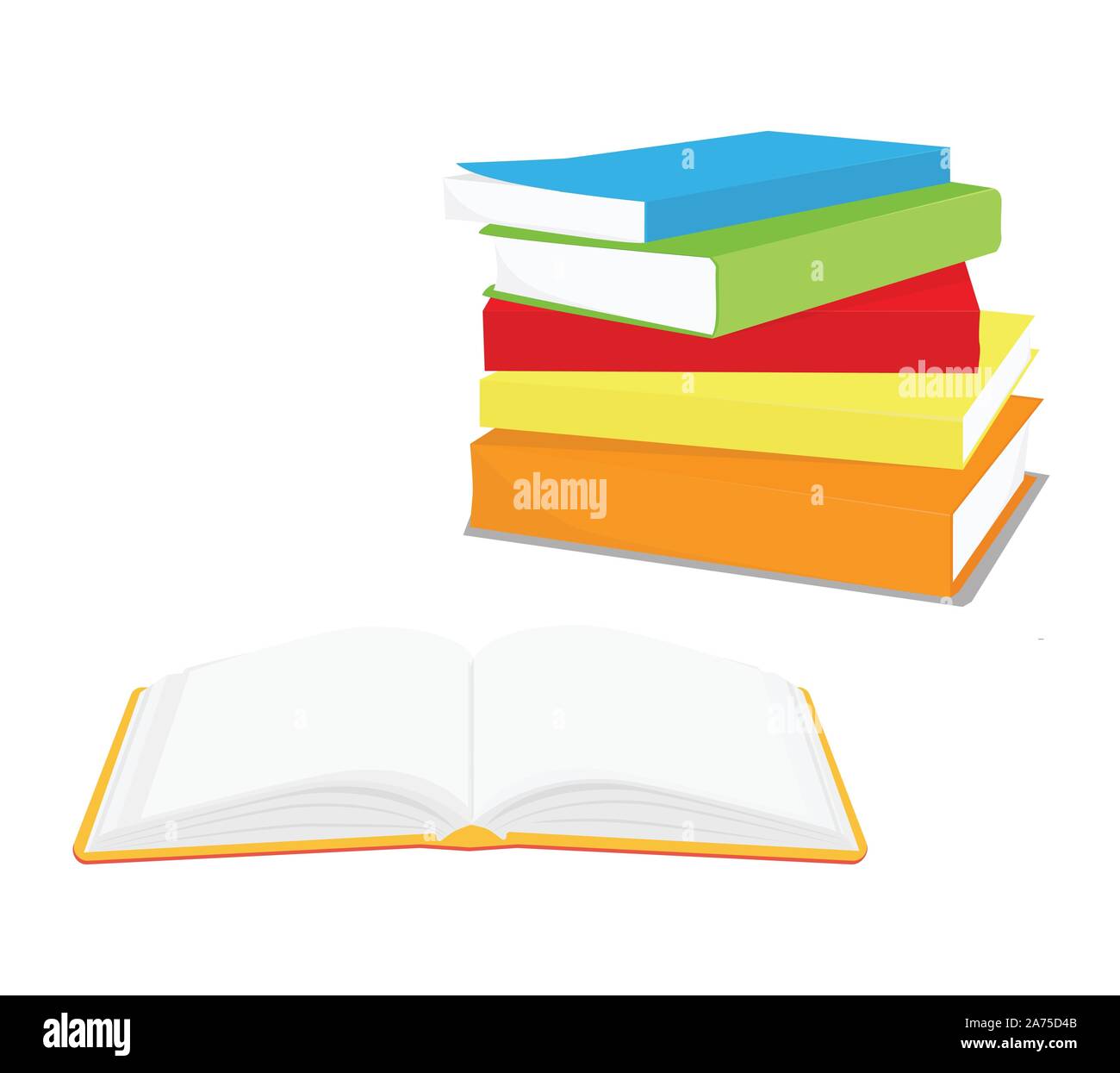 Reading concept, pile of books and opened book. Knowledge, learning and ...