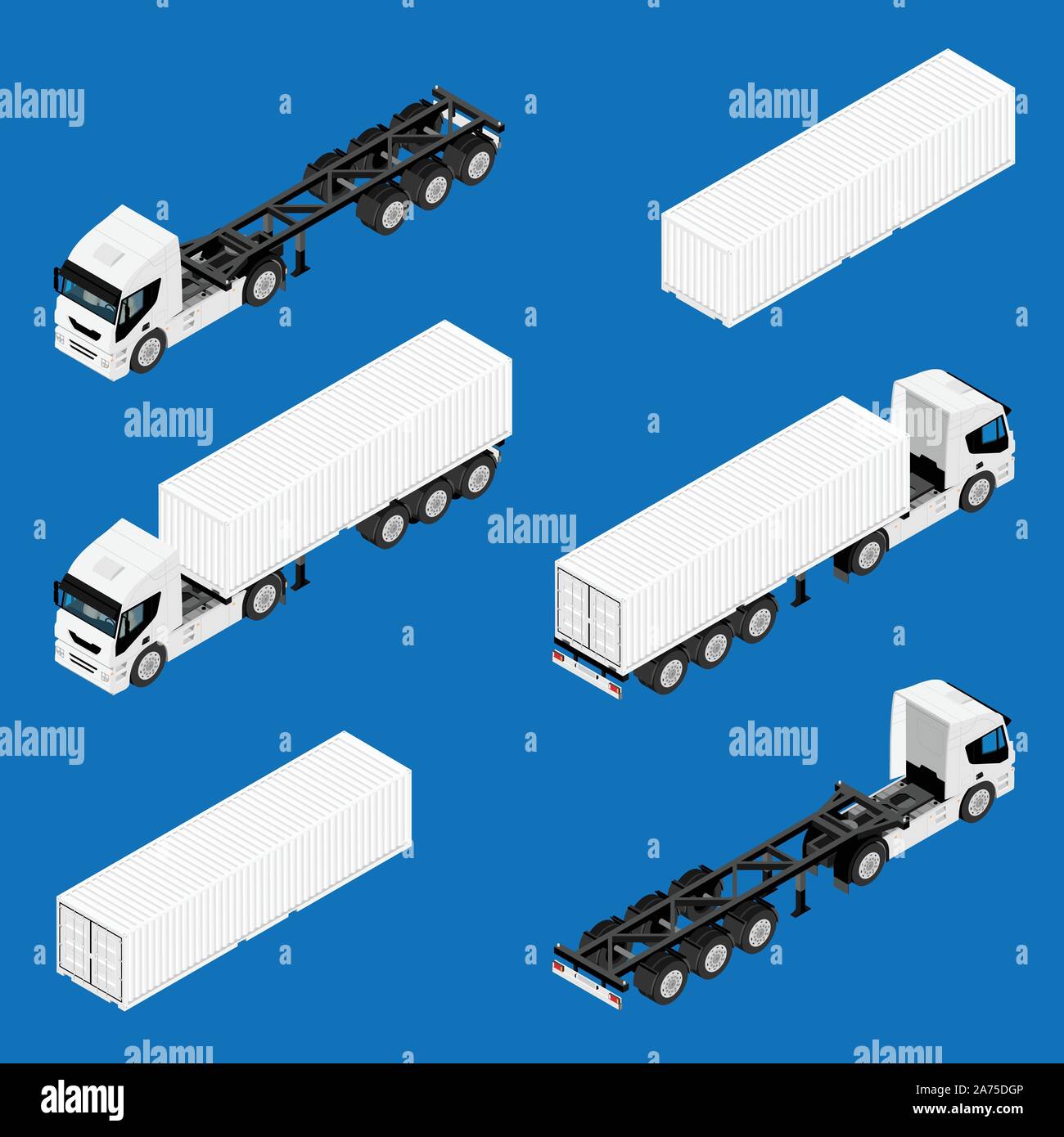Download Semi Trailer Truck Vector Mockup For Car Branding And Advertising Isolated Lorry Cargo Vehicle Set On Blue Background Isometric View Stock Vector Image Art Alamy