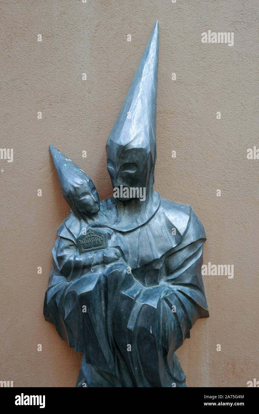 Relief of Holy Week Hermandad figure with child, Zamora, Spain Stock Photo