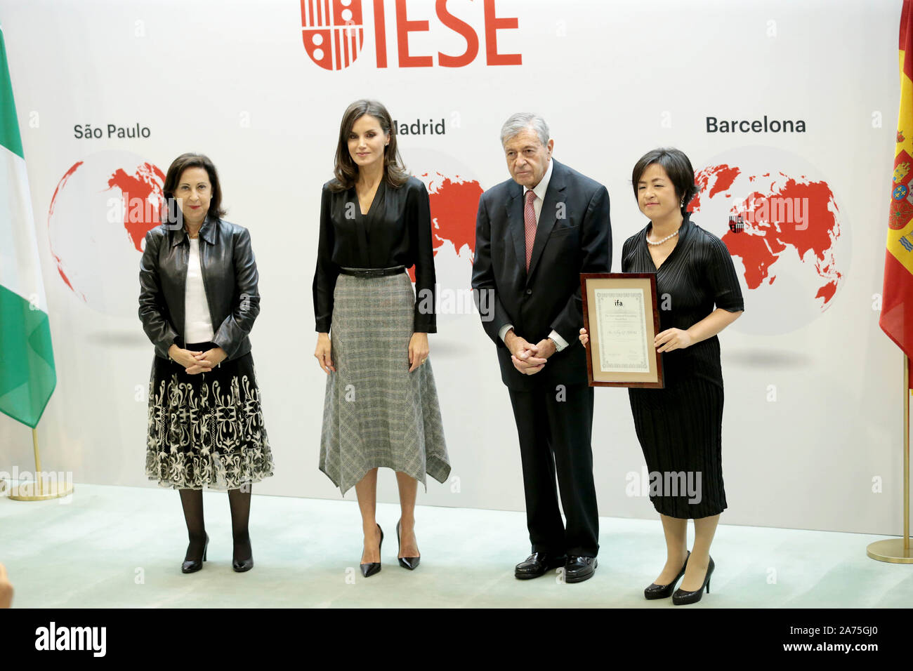 Madrid, Spain; 30/10/2019.- Liling Qi, president of Puente China España and La  Roca Golf Resort;Queen Letizia presides over the delivery of the  International Friendship Award (IFA), seven Chinese and African  entrepreneurs recognize