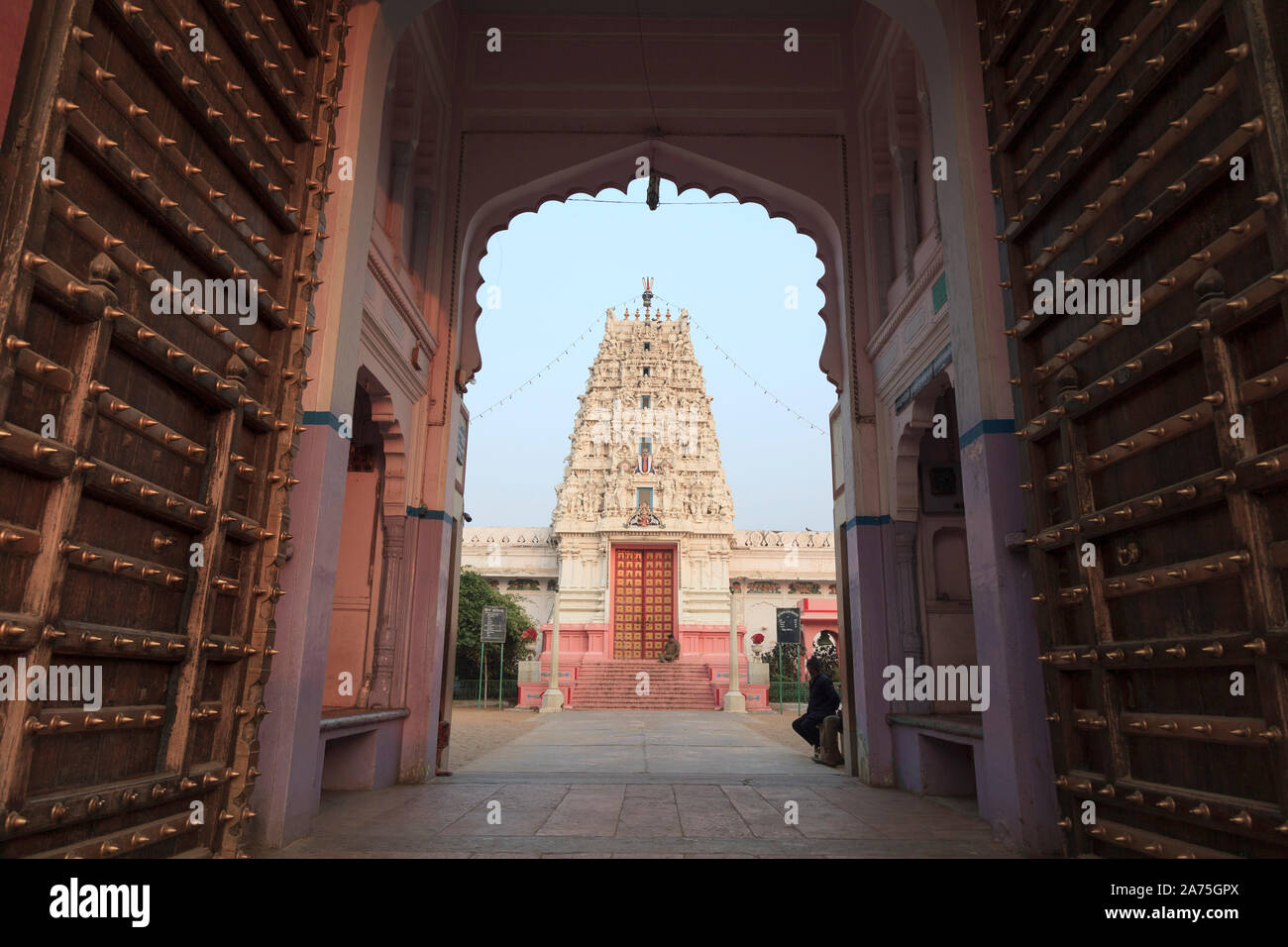 India, Rajasthan, Pushkar Holy Town, Rama Viakunth Hindu Temple Stock Photo