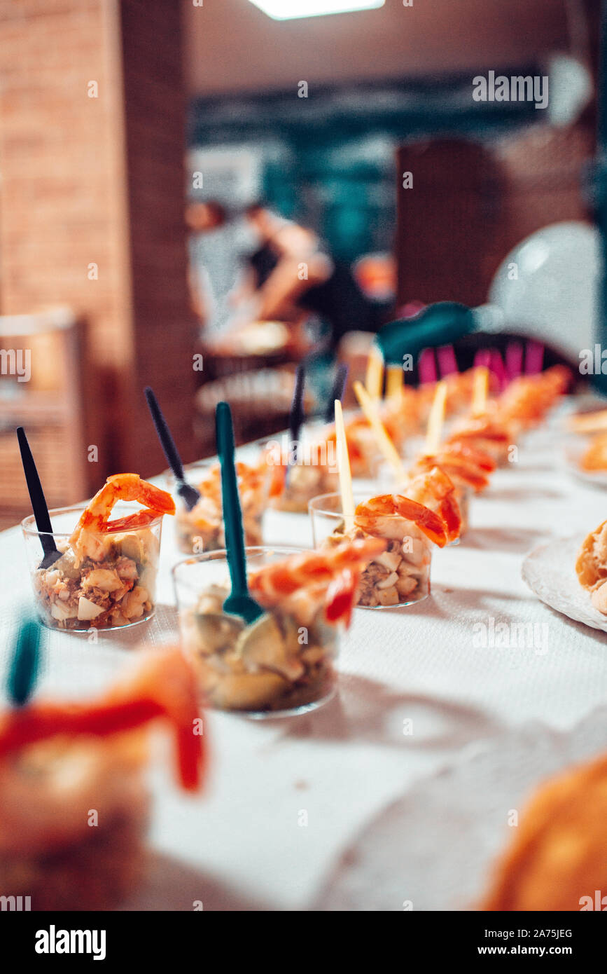 Table full of food at a party Stock Photo - Alamy