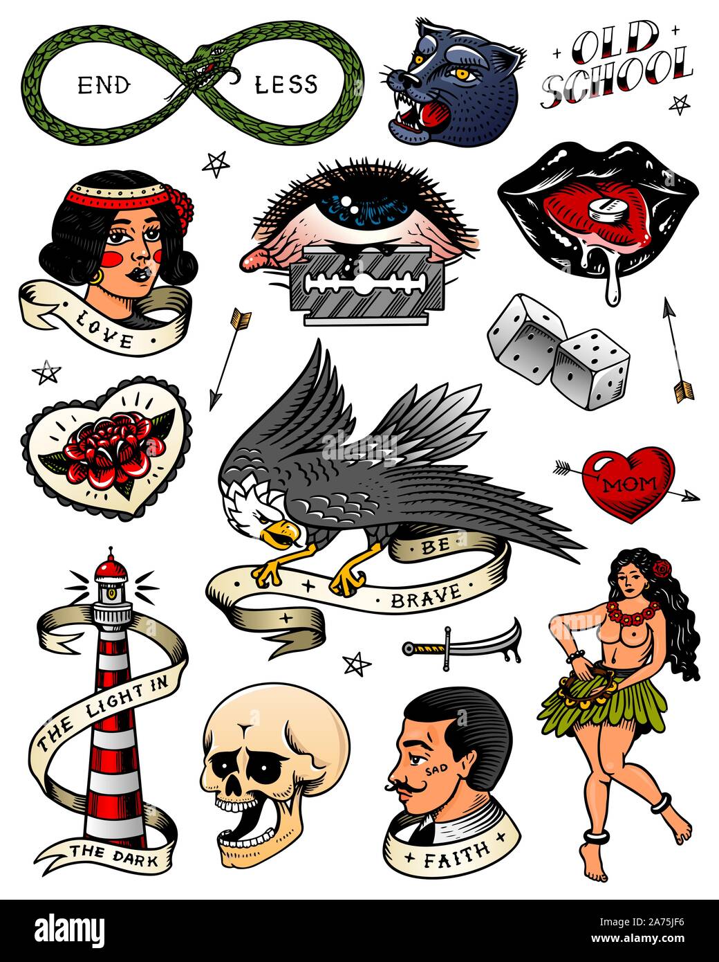 Old school traditional tattoo collection 839784