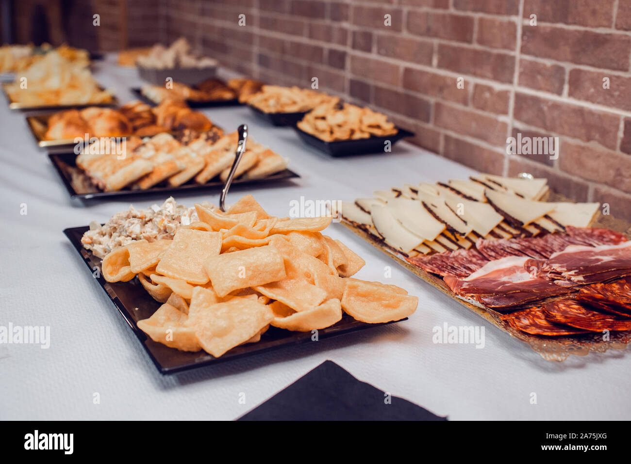 Table of snacks for a party Stock Photo Alamy