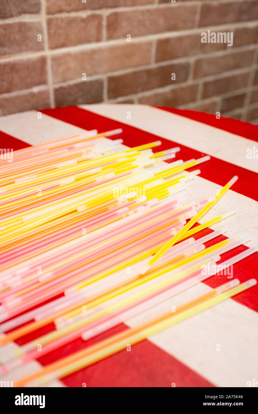 Collection of glowsticks prepared for the party Stock Photo