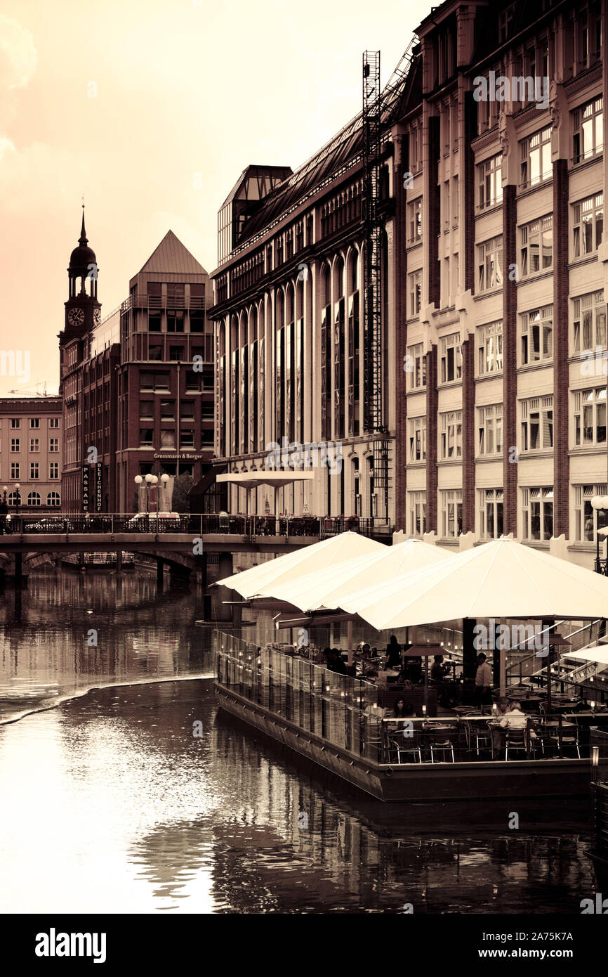 Germany, Hamburg, Old Town, Cafe on Canal Stock Photo - Alamy