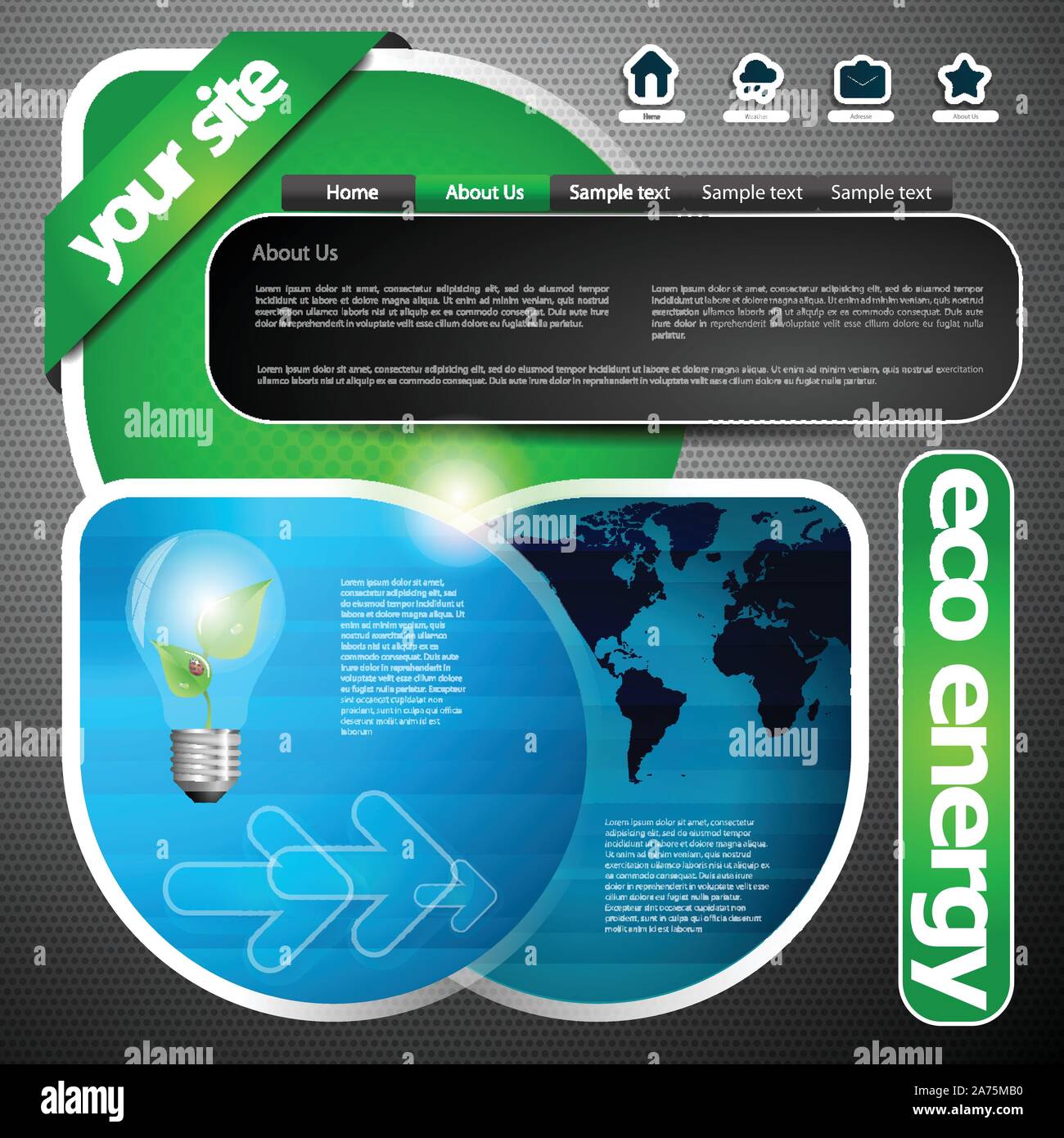 Modern Colorful Abstract One Page Eco Web Site Creative Design Concept, User Interface Layout Template Vector Webpage Stock Vector