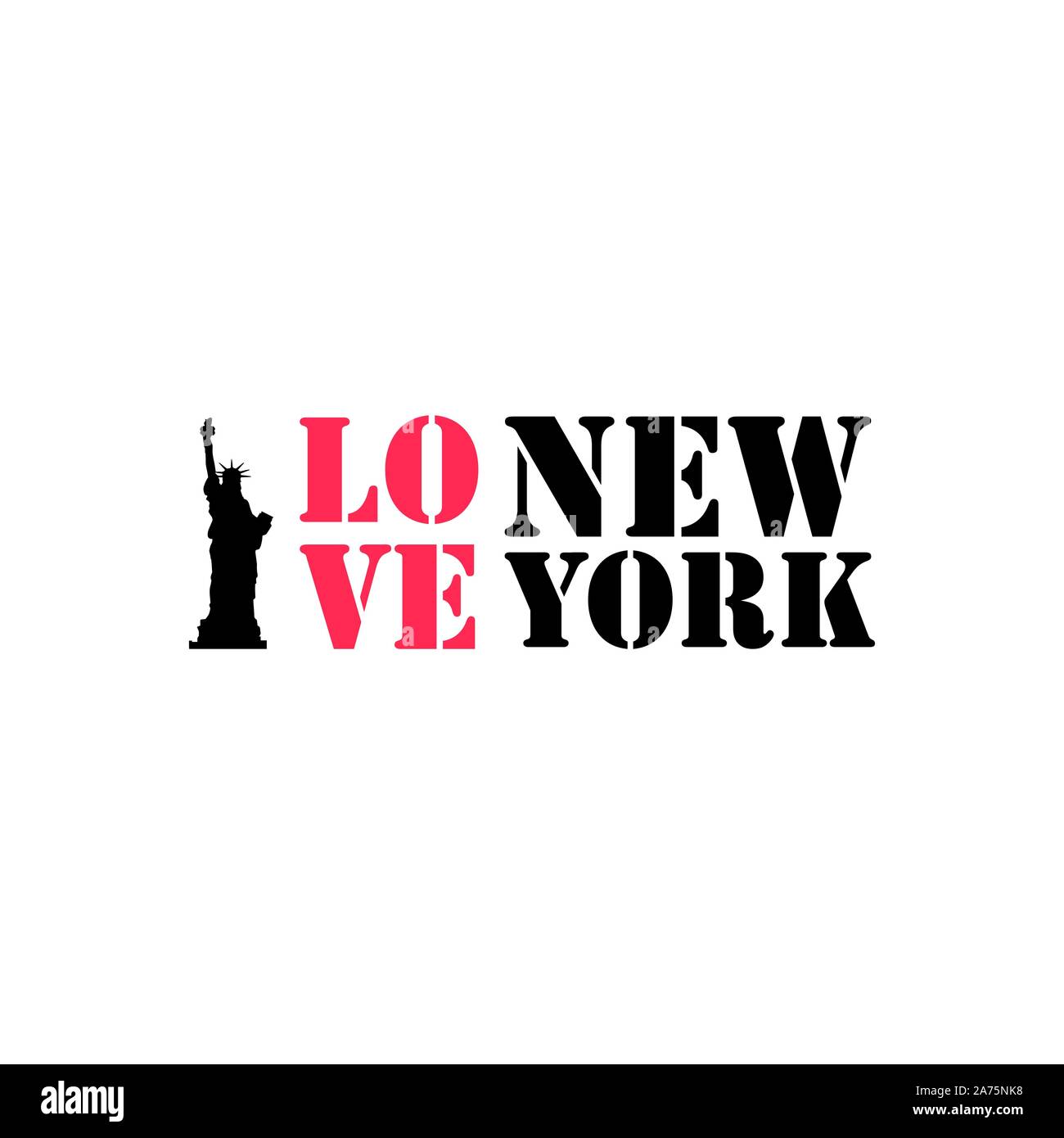 New York hand drawn vector lettering and Liberty statue. Modern calligraphy brush lettering. New York ink lettering. Design element for cards, banners Stock Vector
